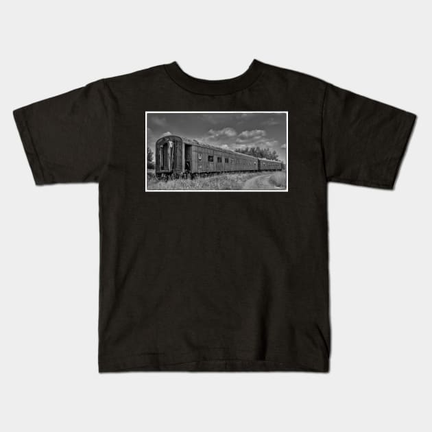 Abandoned Railroad Car in Rural New Brunswick Kids T-Shirt by kenmo